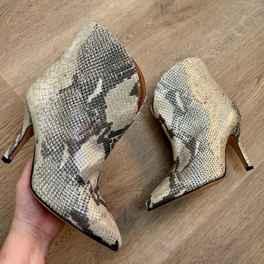 NEW Paris Texas Python Print Metallic Stiletto Ankle Boot 36/6